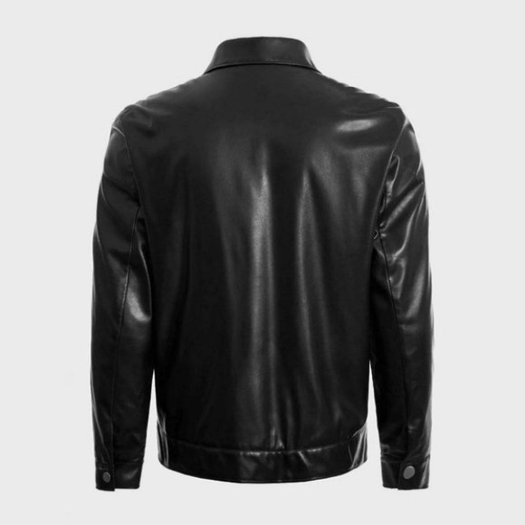 Black Mens PU Leather Jacket - Picture 2 of 4